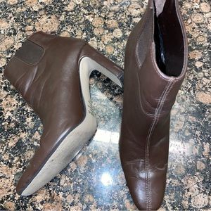 Together - Vintage Brown leather boots, women’s size 6, heel height 3.5”.